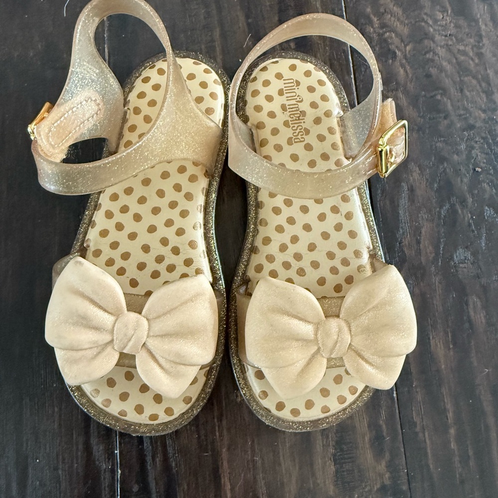 Mini Melissa Kids' Gold Sandals with Bow